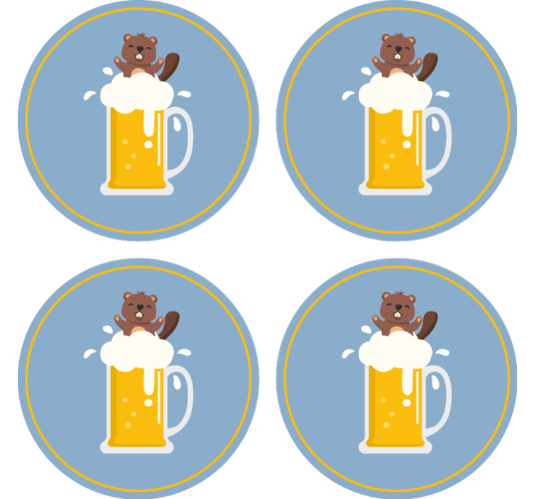 Kreslený bobr pivo modré rohože - TenStickers