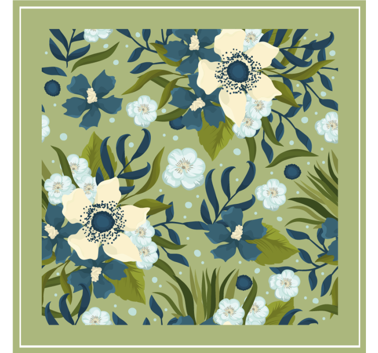 Zelená kreslená květina modernípodtácek - TenStickers