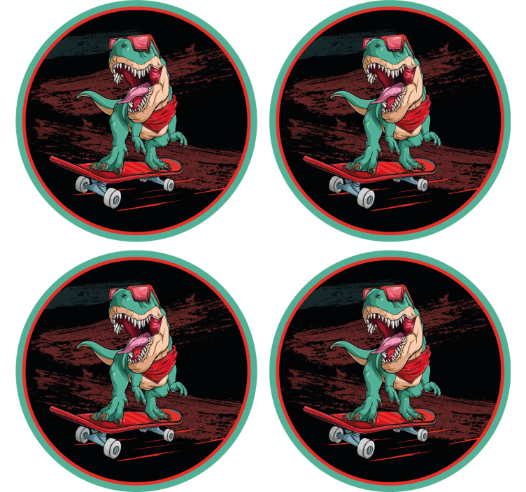 Blázen podtácek s grafikou skateboardového dinosaura - TenStickers