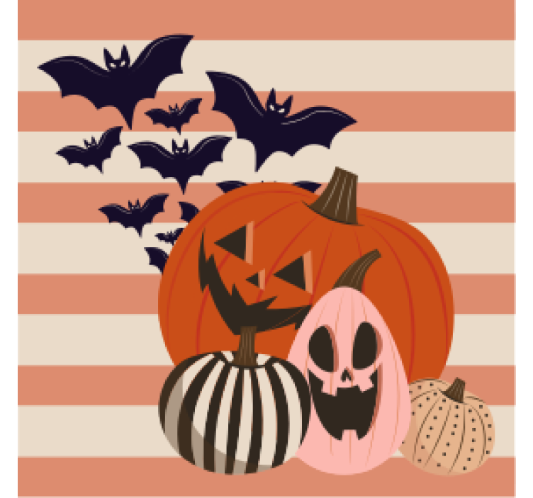 Halloweenský podtácek dýňové trio s netopýry - TenStickers