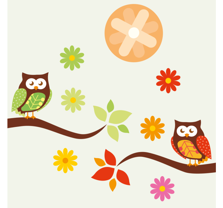 Blázen podtácek barevné sovy a květiny - TenStickers