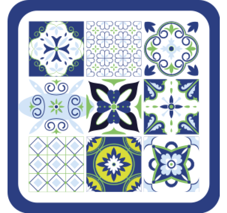 Barevné vzorované čtverce podtácek s dlaždicemi - TenStickers