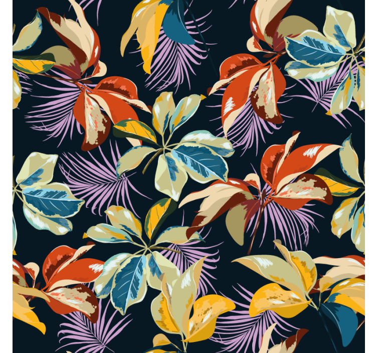 Efekt textury podtácků barevný listový vzor - TenStickers