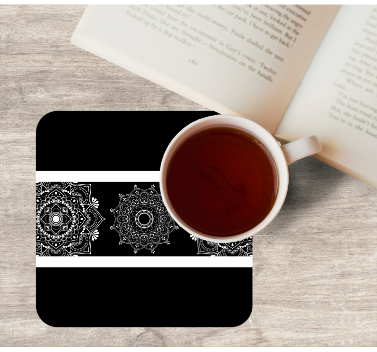 černá a bílá 3 mandaly vintagepodtácek - TenStickers