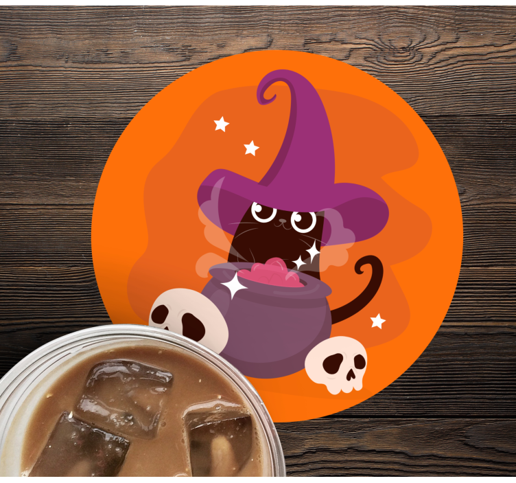 Kočka čarodějnice klobouk ilustrace halloween dráha - TenStickers