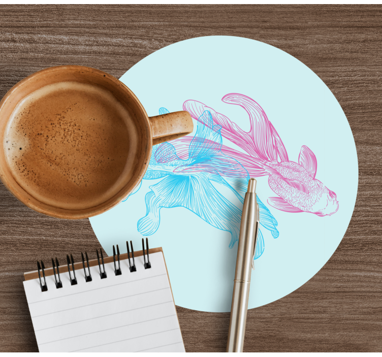 Modrá a růžová ryba předvedená moderní dráha - TenStickers