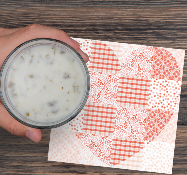 Patchwork červené a bílé srdce vintagepodtácek - TenStickers