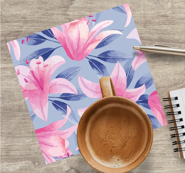 Růžové a fialové w květinové ilustracepodtácek - TenStickers