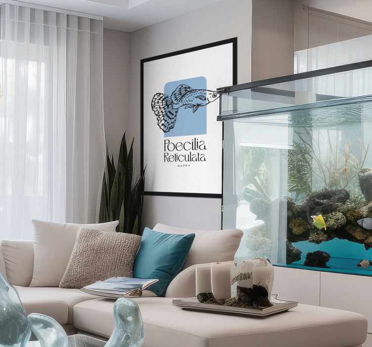 Rybka Guppy Rybí plakát modrý - TenStickers