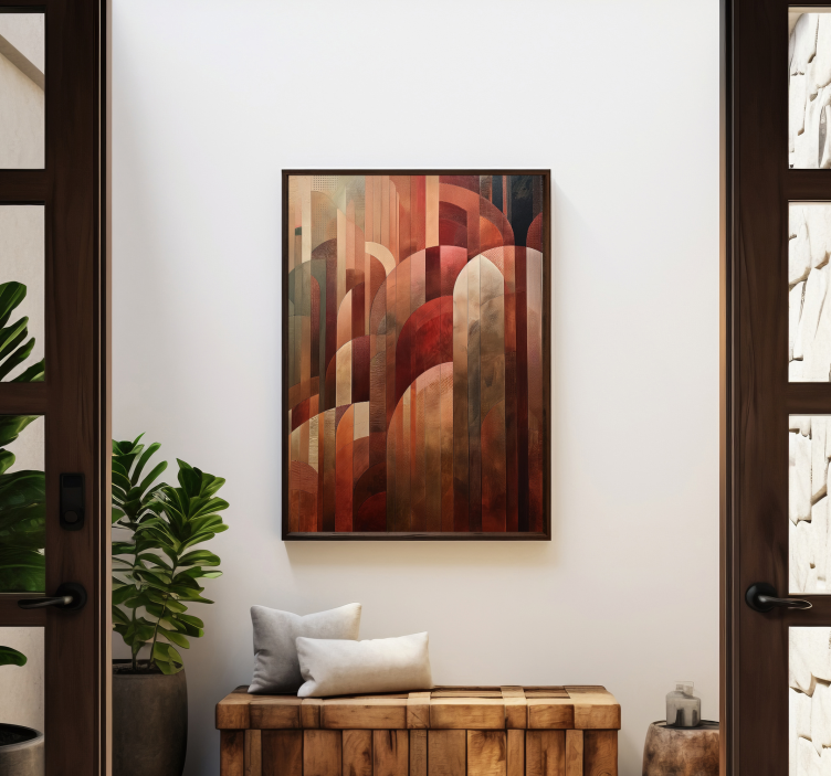 červené tvary plakát art deco - TenStickers