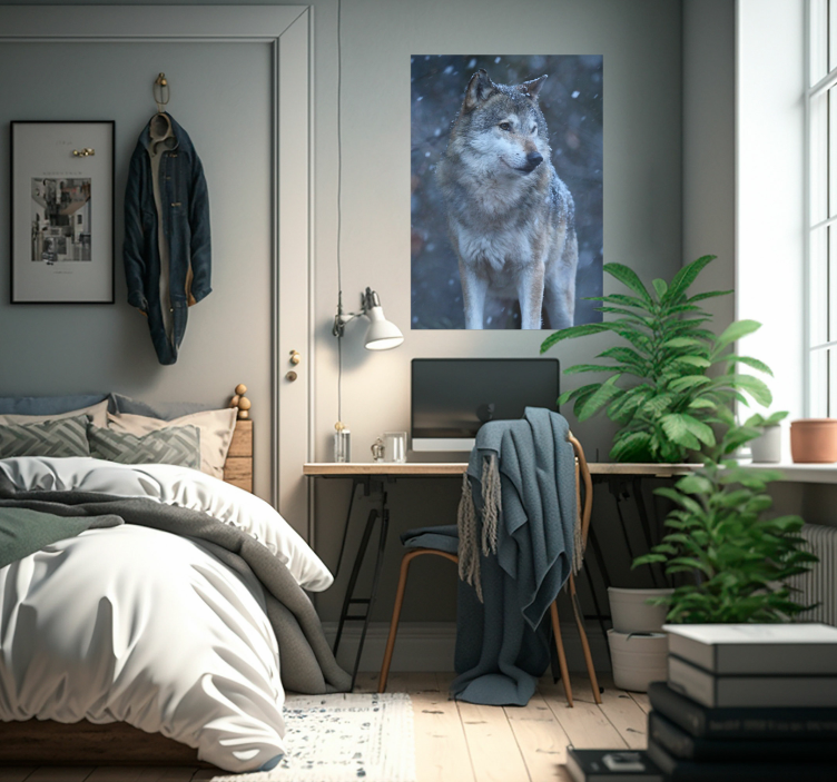 Plakát zvířete vlk ve sněhu - TenStickers