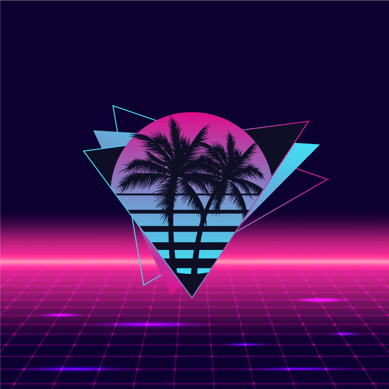 Plakát k výstavě v stylu vaporwave s palmou - TenStickers