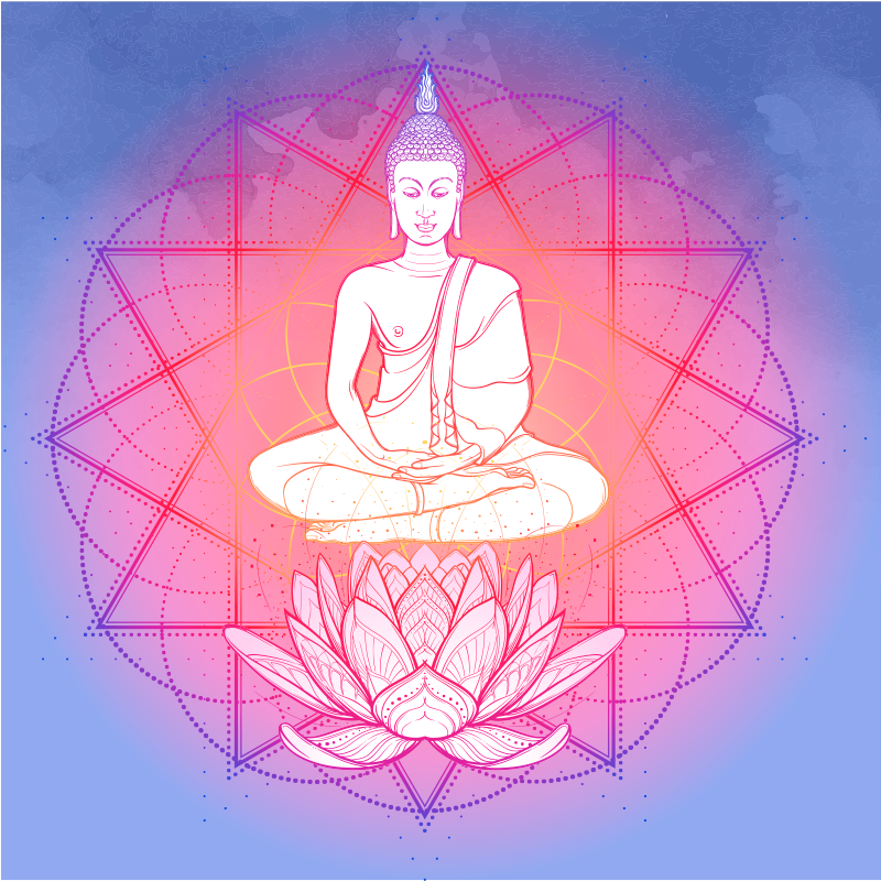 Plakát k výstavě meditující buddha mandala - TenStickers