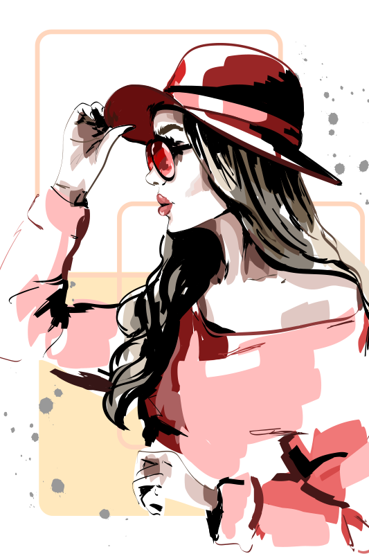 Plakát k výstavě dívky se klobouky - TenStickers