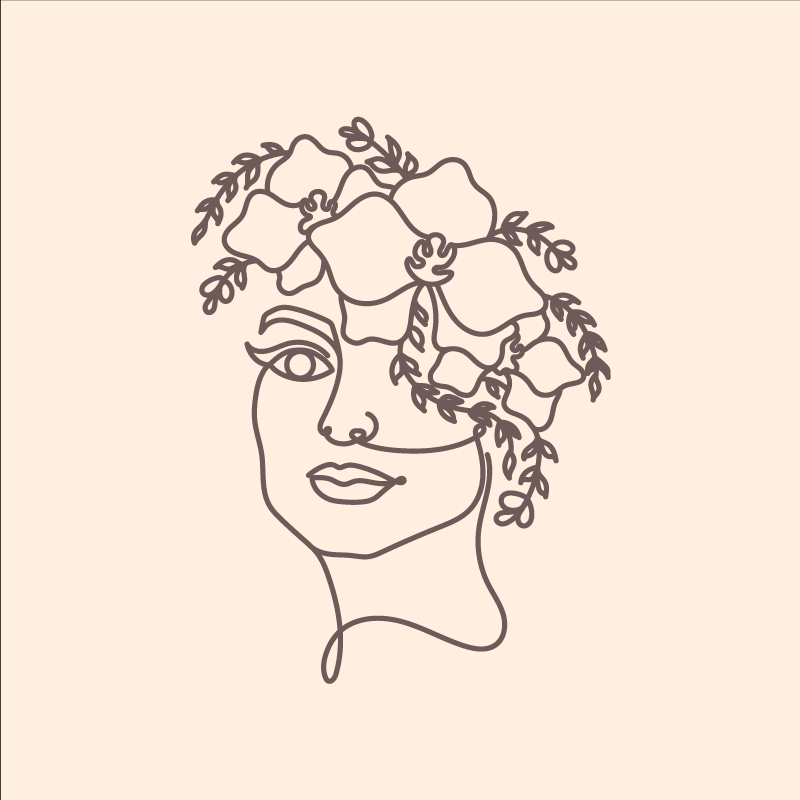 Plakát k výstavě minimalistická silueta ženy s květinami - TenStickers