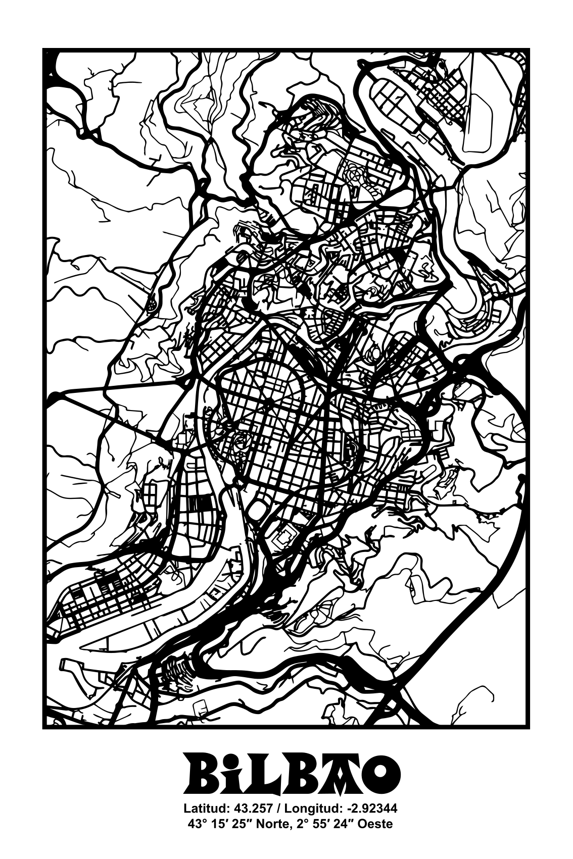 Plakát k výstavě topografického bilbaa - TenStickers