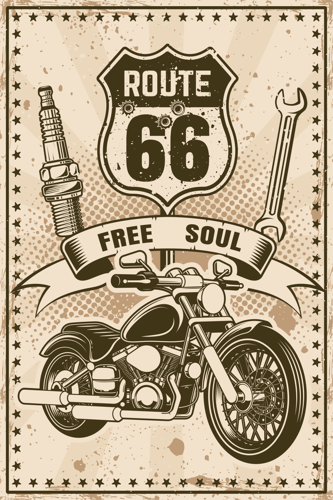 Plakát k výstavě motocyklu route 66 - TenStickers
