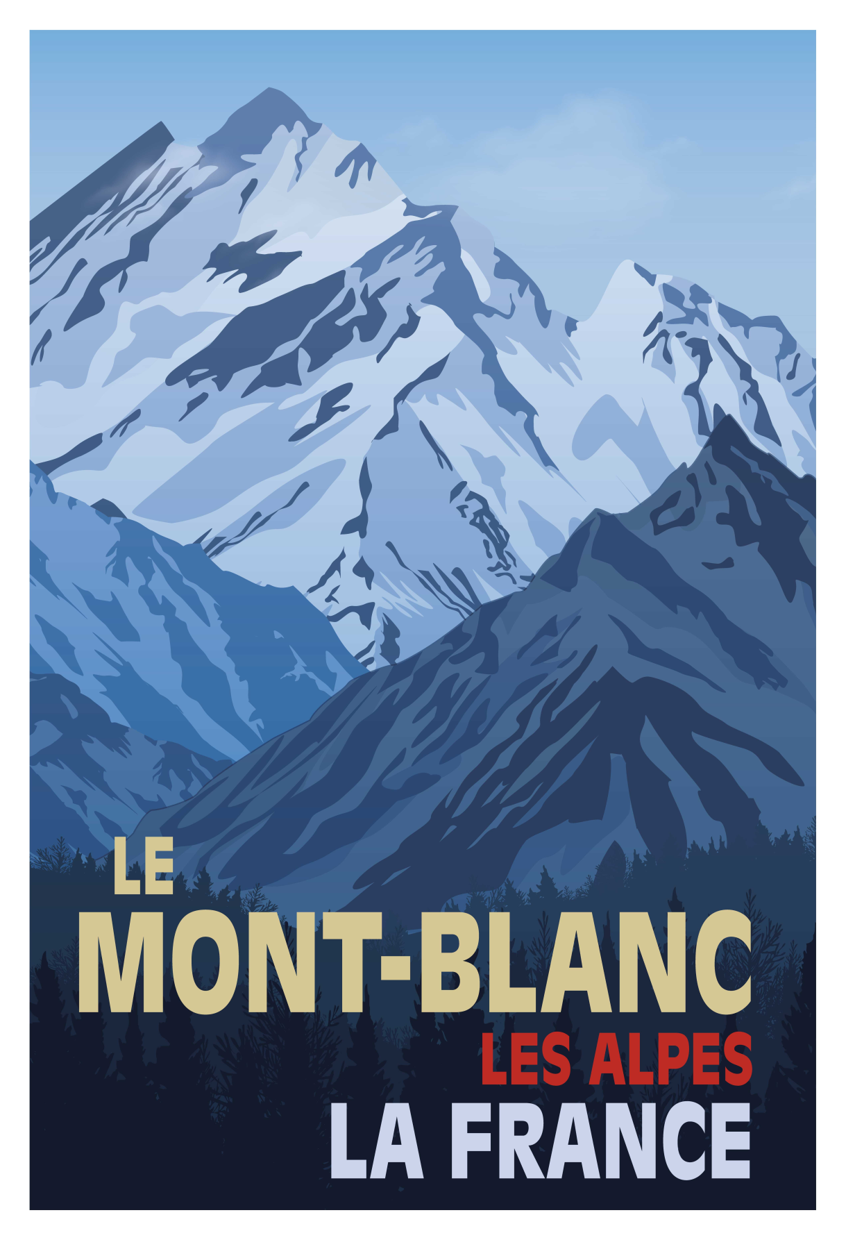 Plakát k výstavě mont-blanc v retro stylu - TenStickers
