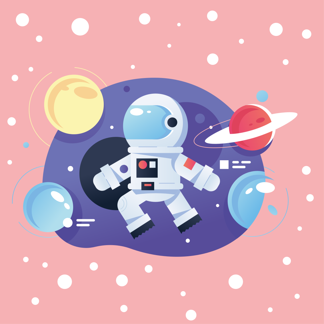 Plakát do dětské ložnice s různými symboly astronautů - TenStickers