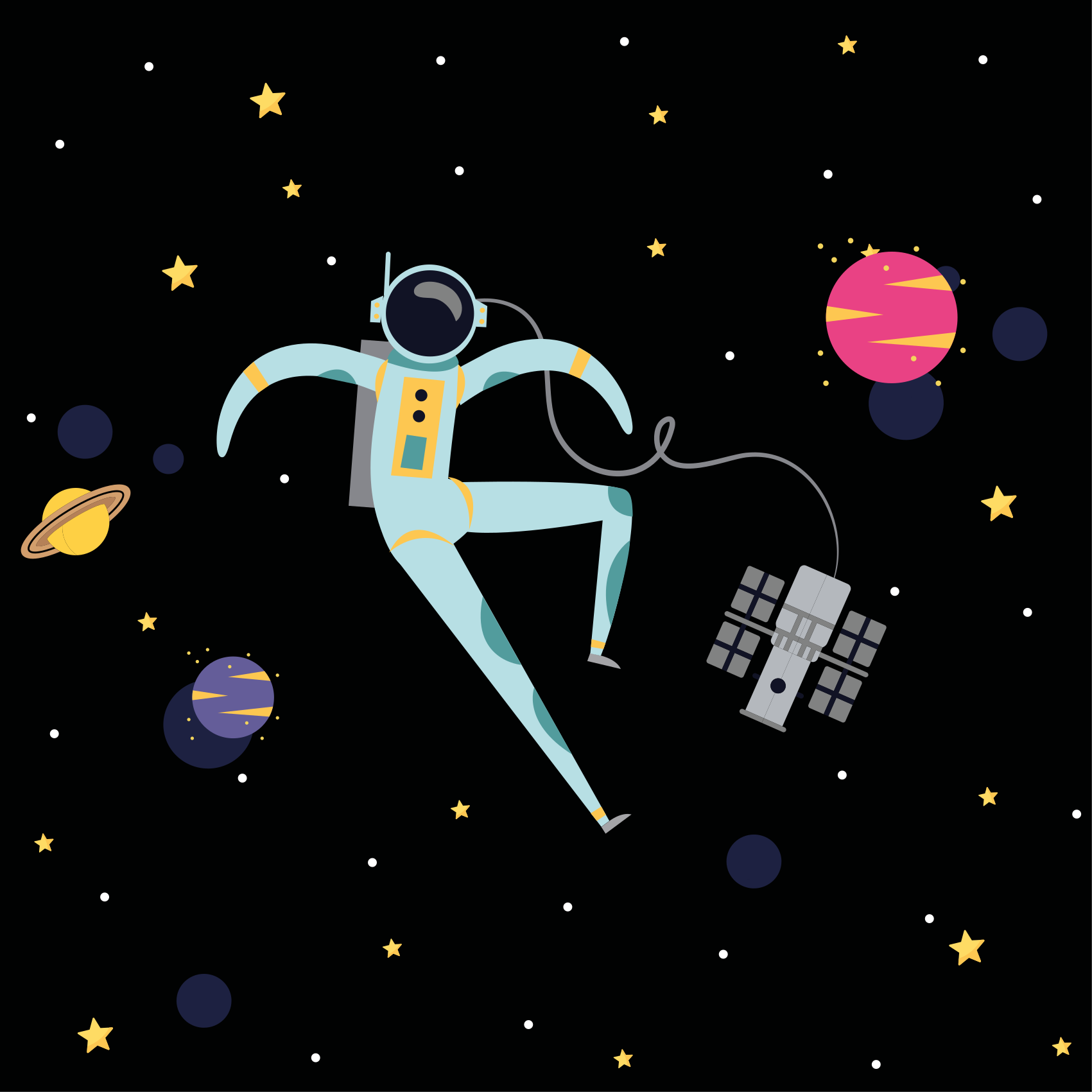 Plakát do dětské ložnice s plovoucím astronautem - TenStickers