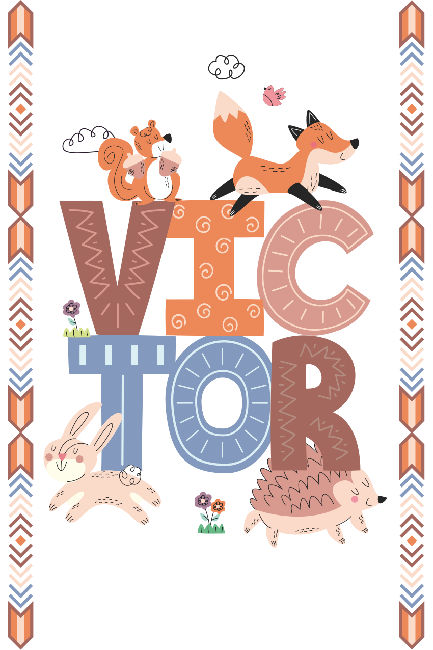 Plakát do dětské ložnice lesní zvířata s jménem - TenStickers