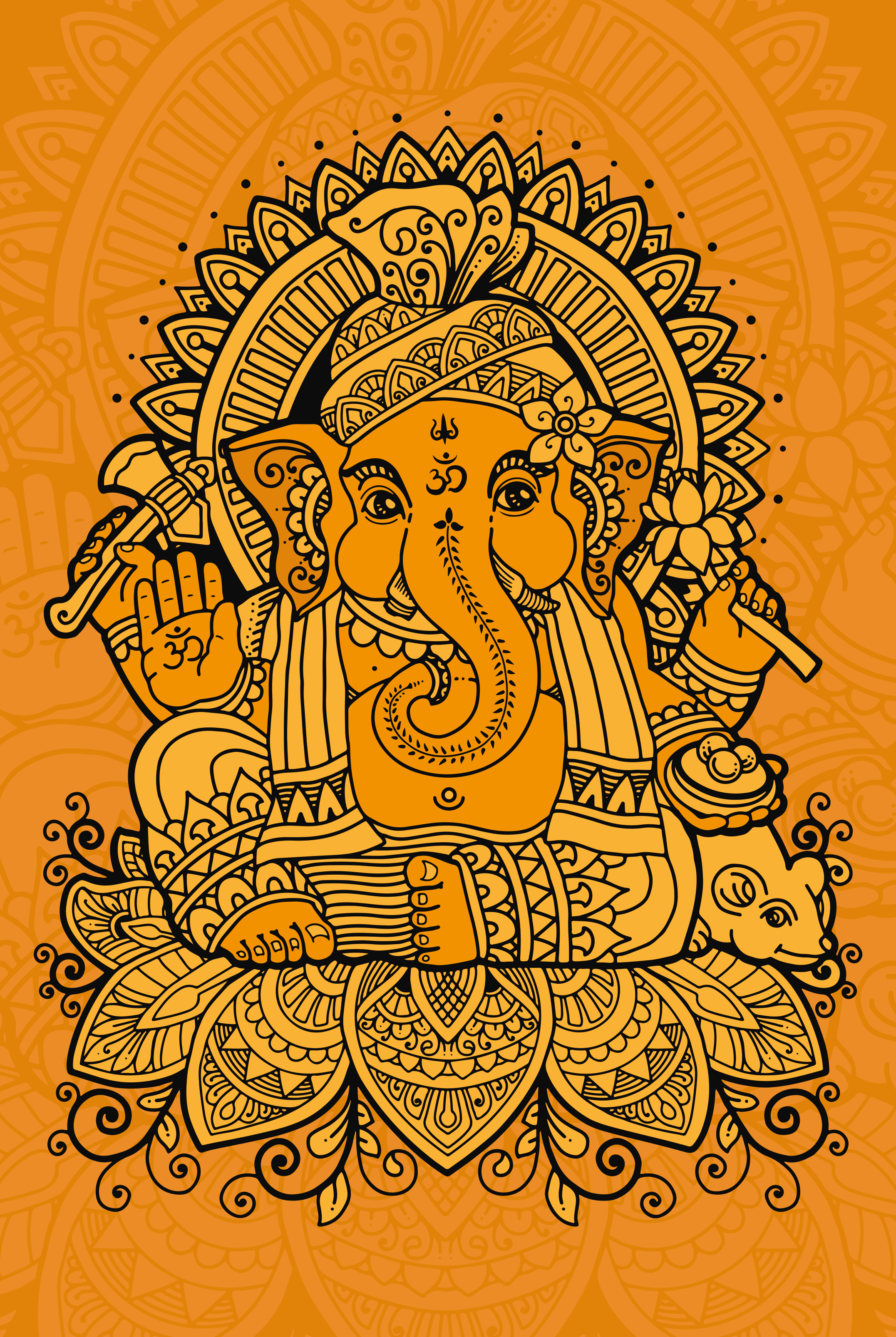 Zenový plakát mandala s ganesha uprostřed - TenStickers