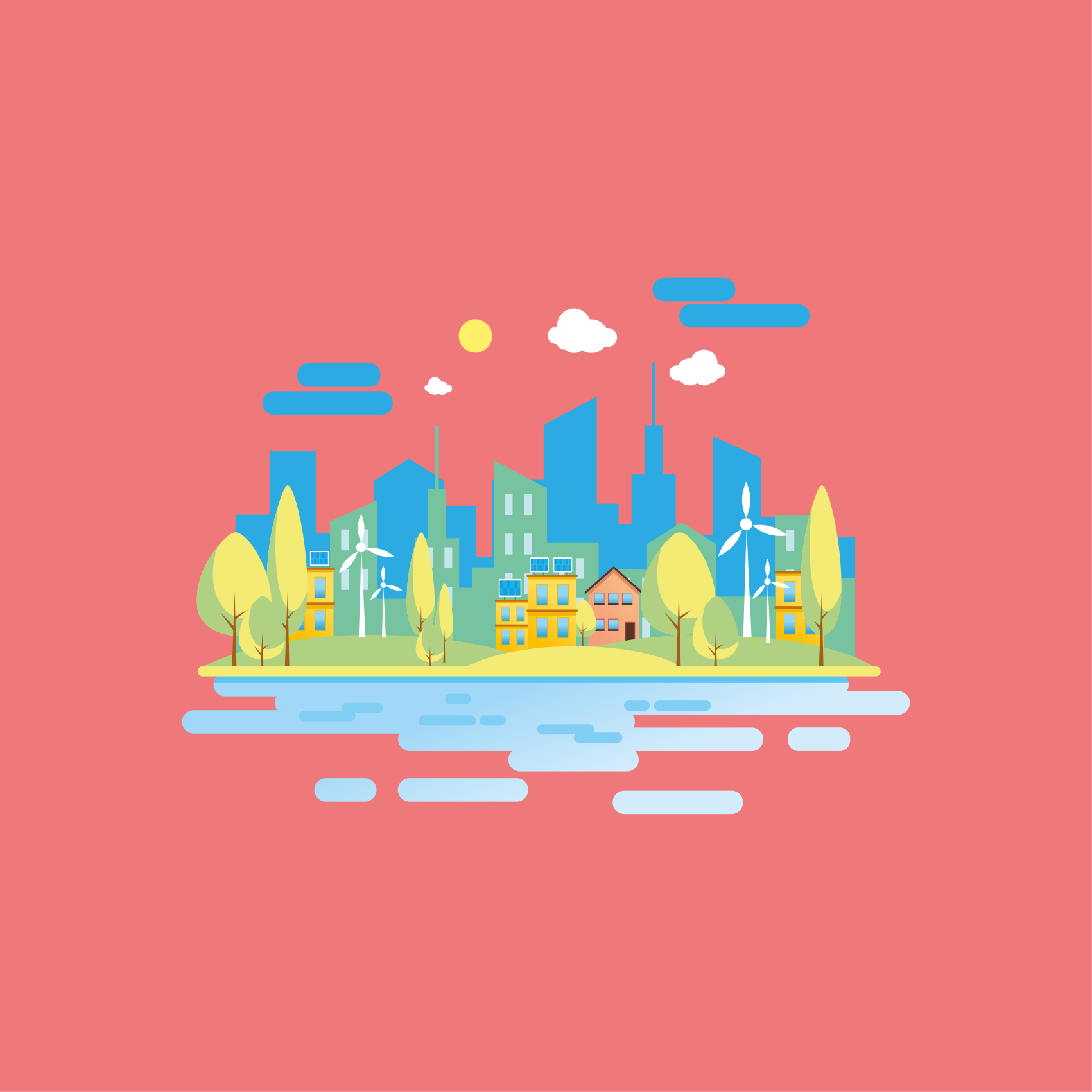 Plakát měst a zemí moderní městská krajina - TenStickers