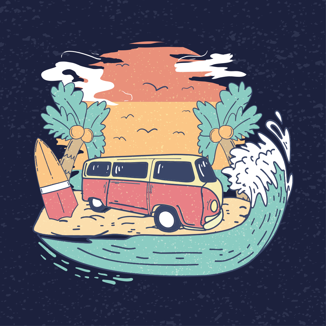 Plakát měst a zemí surfingová dodávka - TenStickers