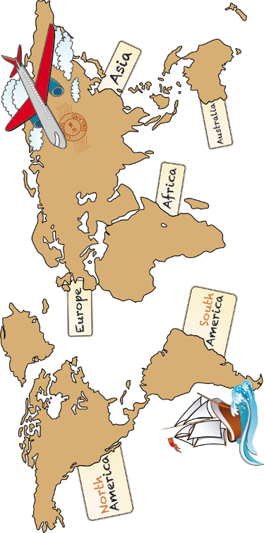 Plakát mapy světa vinylová mapa kontinentů anglicky - TenStickers