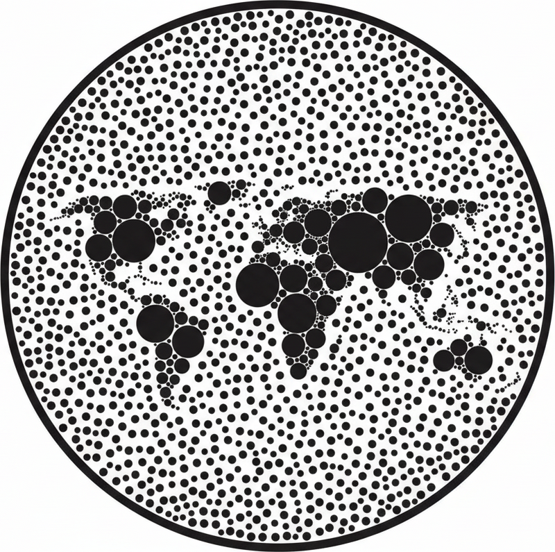 Plakát mapy světa v kruhovém globálním designu - TenStickers