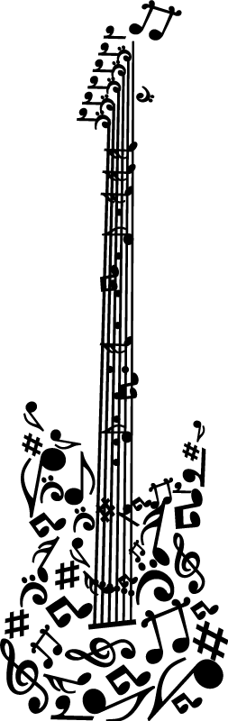 Plakát muzikály s dekorativními kytarami a notami - TenStickers