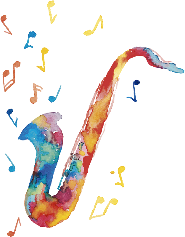 Plakát muzikály saxofon v barvách - TenStickers