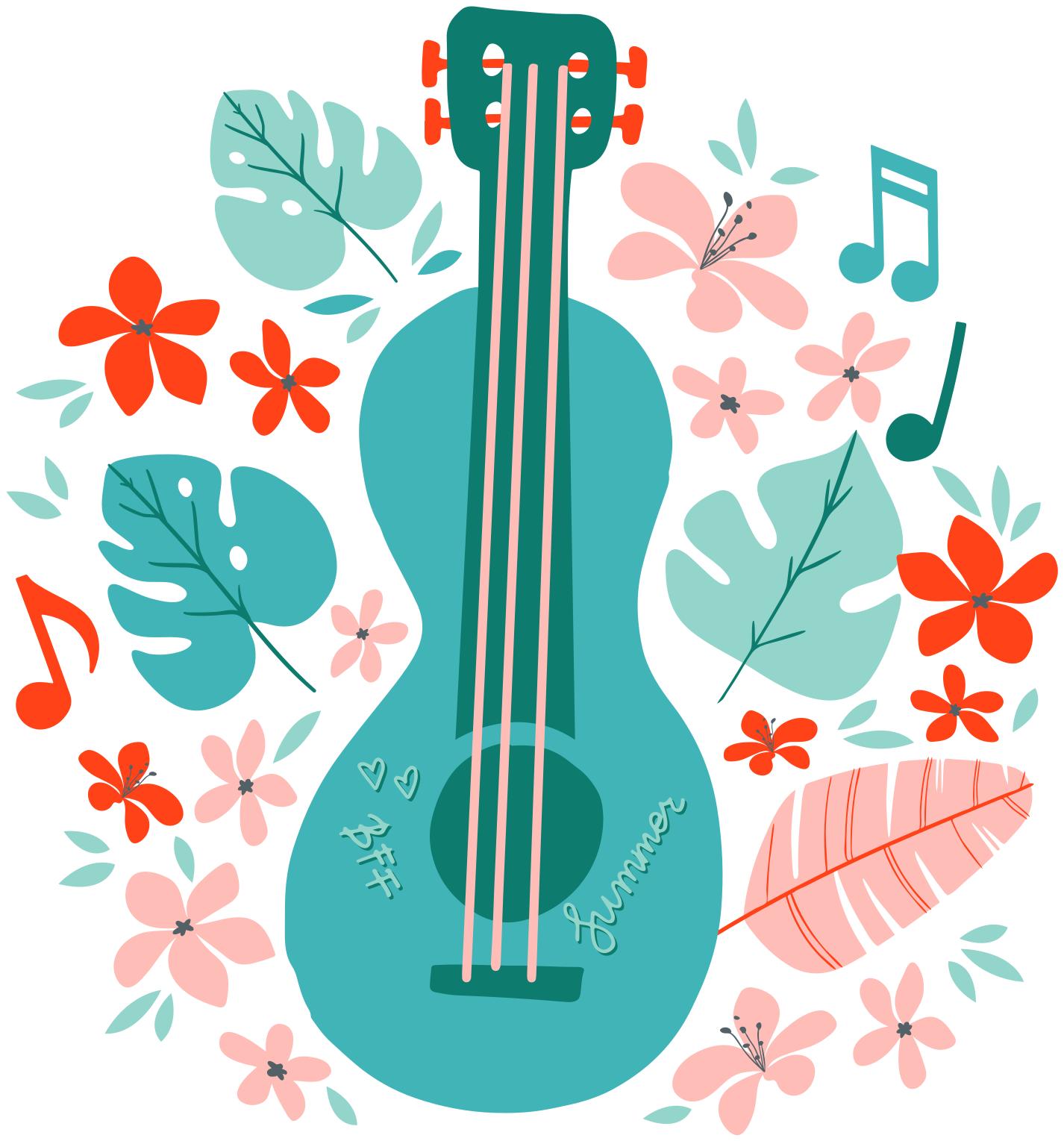 Plakát muzikály kytara s květinami - TenStickers