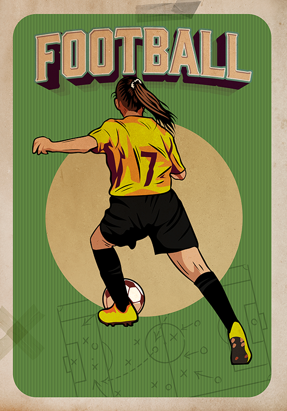Fotbalový plakát retro ženy - TenStickers