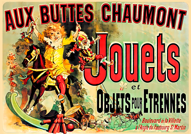 Aux buttes chaumont jouets retro plakát - TenStickers