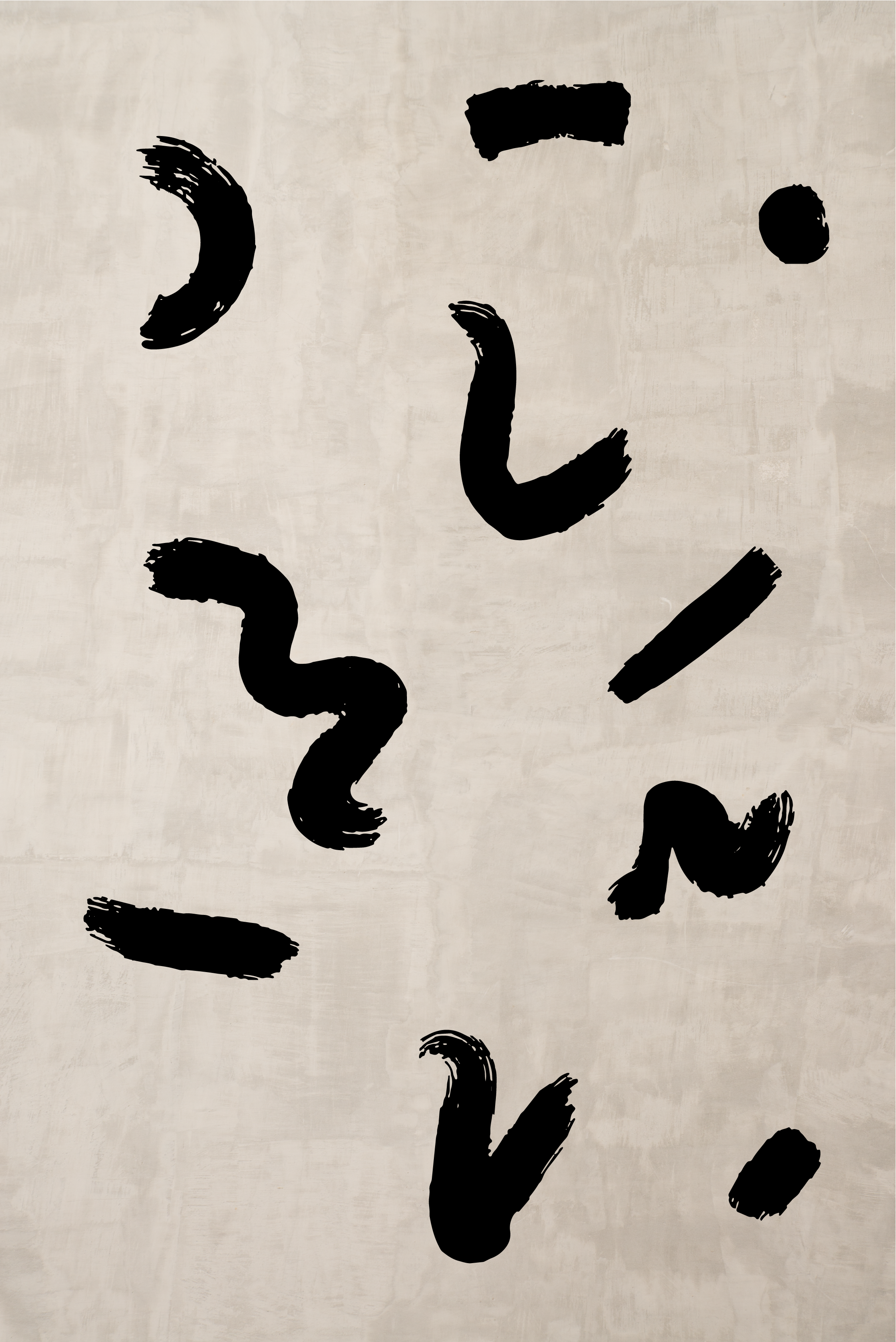 Tvary štětců v černé barvě skandinávský plakát - TenStickers