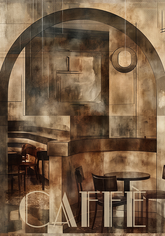 Plakát art deco caffe - TenStickers