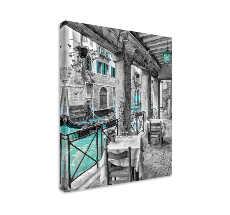 Muž na koni na lodi benátky město na plátně - TenStickers