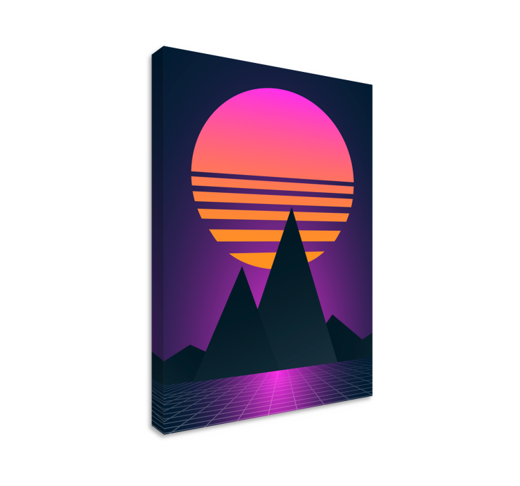 Synthwave západ slunce Vintage obraz - TenStickers