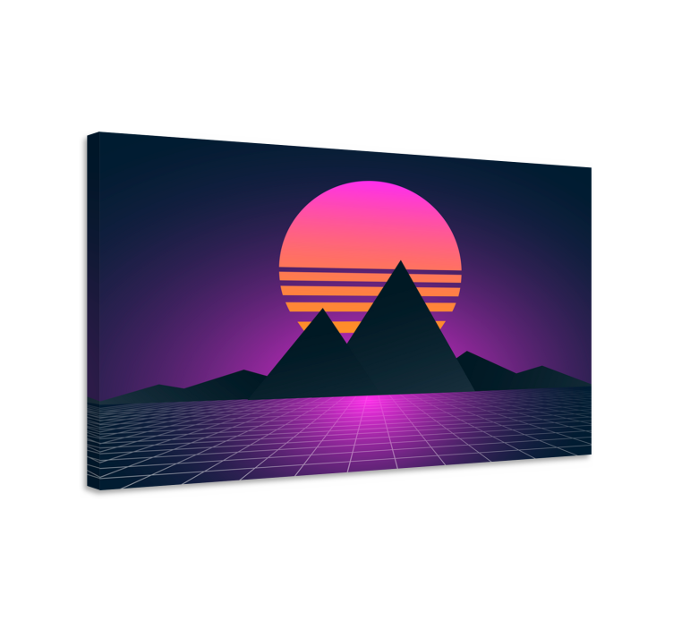 Horská krajina synthwave Vintage obraz - TenStickers