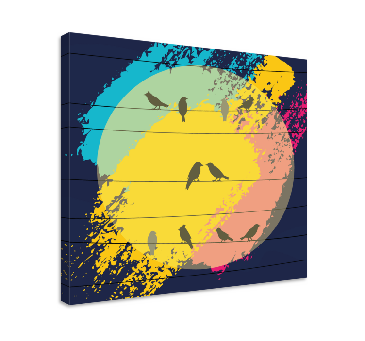 Retro kruhové siluety Obraz ptáka - TenStickers