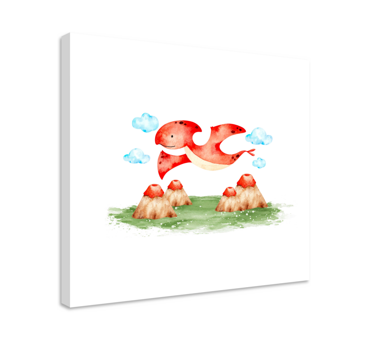 Obraza dinosaurů létající červená bytost - TenStickers