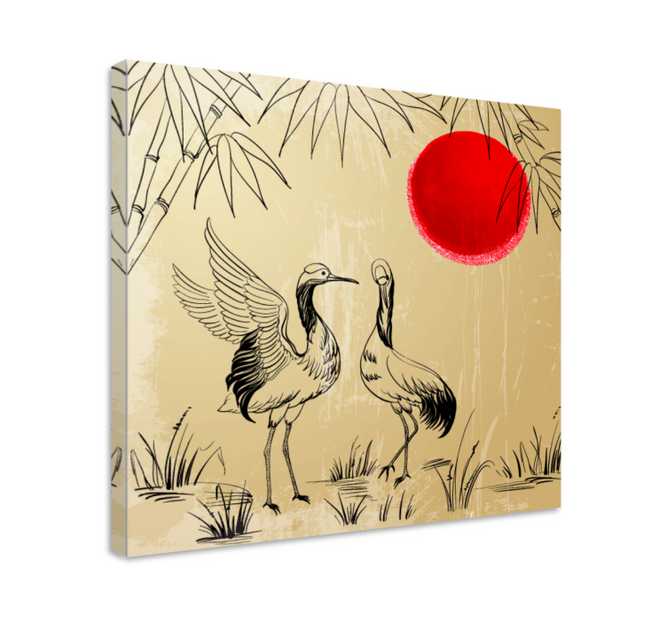 čínské hory čápi tapety na stěnu - TenStickers