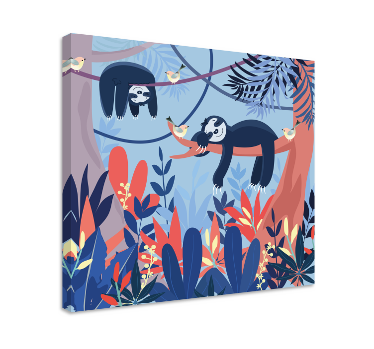 Spící zvířata na plátně lesní školky - TenStickers