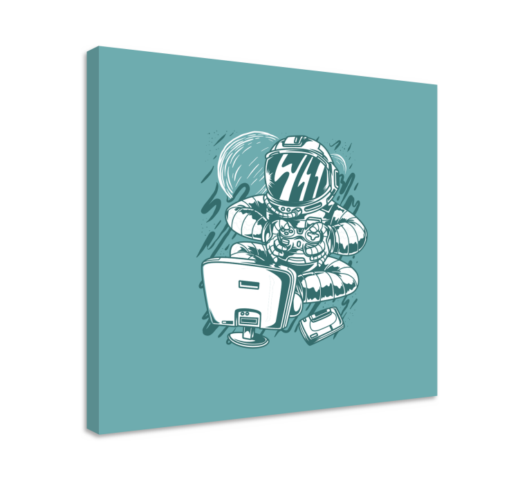 Plátno s potiskem videohry astronautská herní zábava - TenStickers