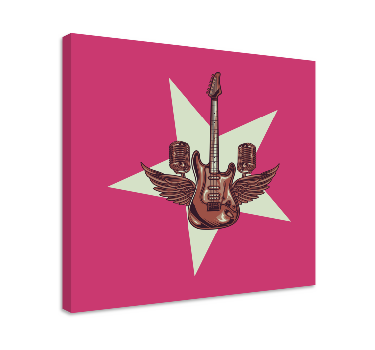 Ilustrace hudebního plátna pro kytaru a mikrofon - TenStickers