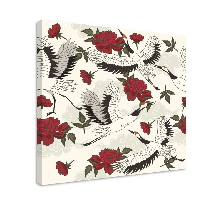 Uklidňující zemské tóny ptačí vzor květinové obraz - TenStickers