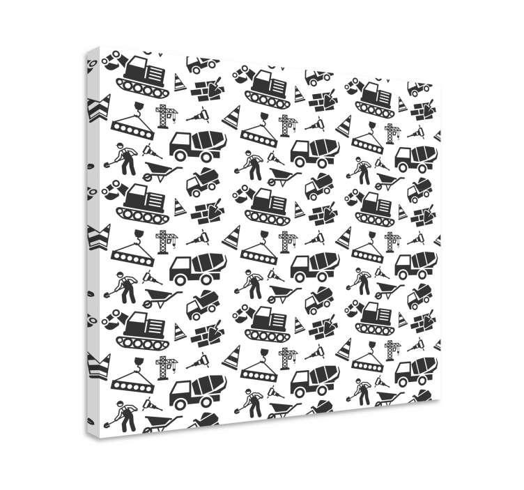 Jednobarevná rypadla a nákladní auta školkařské obraz - TenStickers