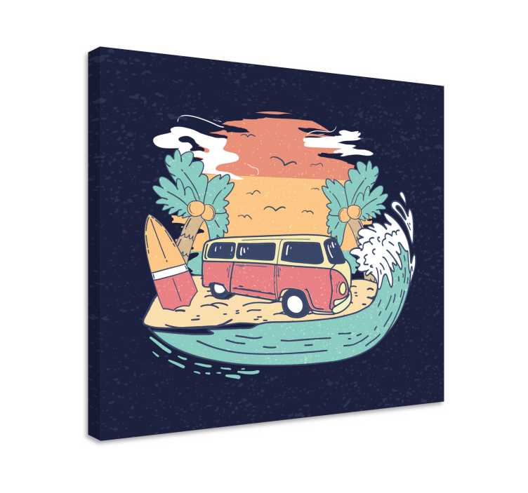 Hippie karavan s retro plátnem kresleného stylu - TenStickers