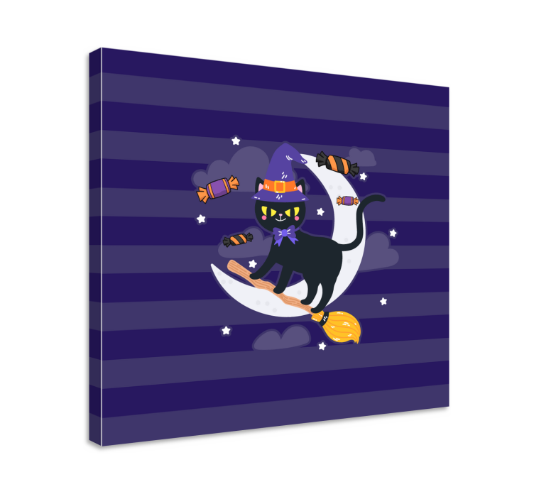 Obraza koček Černá kočičí čarodějnice - TenStickers